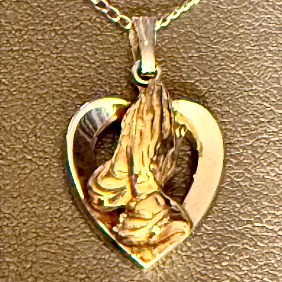 Silver Praying Hands Pendant Necklace